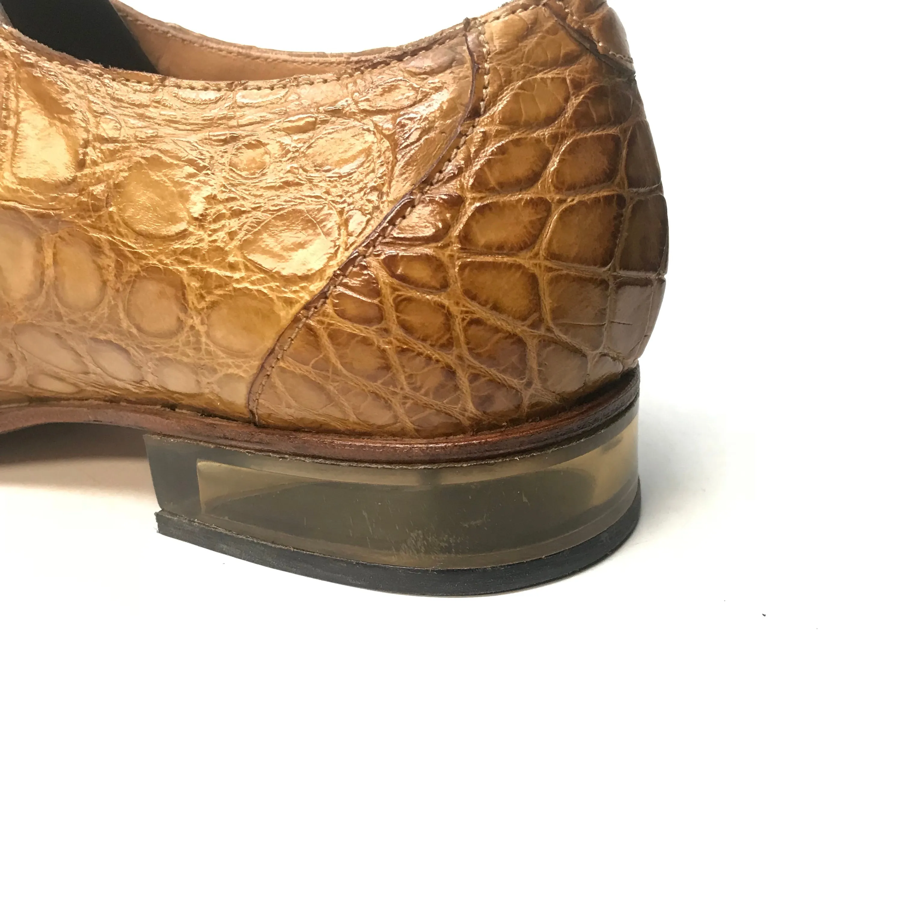 Mauri 4851 Camel Gold Alligator Lace Up Dress Shoes