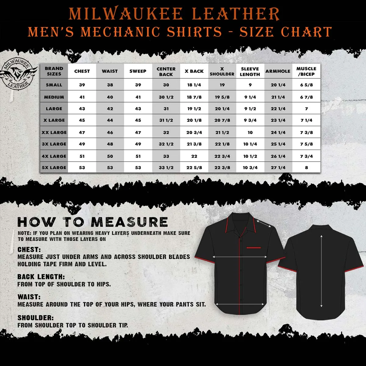 Milwaukee Leather MDM11673 Men's Black and Orange Button Up Heavy-Duty Work Shirt | Classic Mechanic Work Shirt