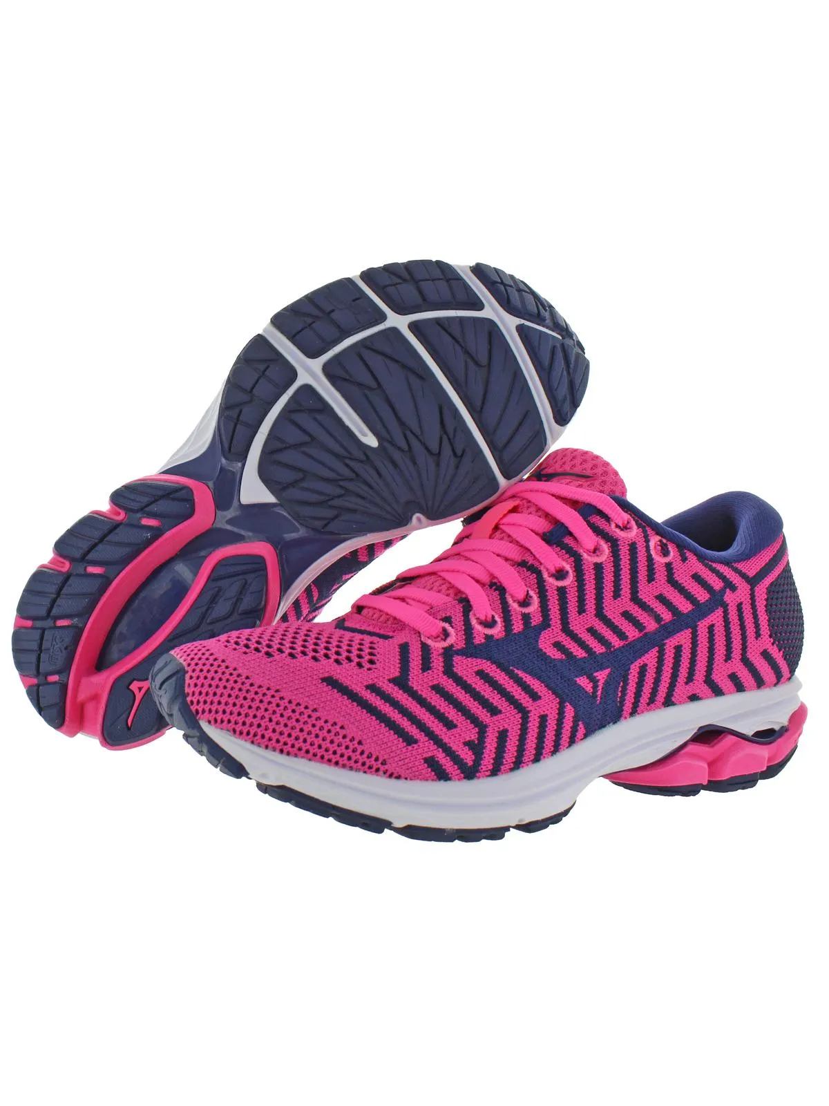 Mizuno Women's Waveknit R2 Running Athletic Shoes Pink Navy Blue Size 12