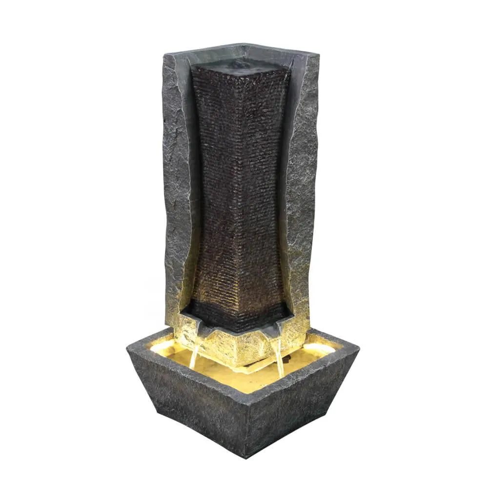 Modern Column Water Feature with LED Lights