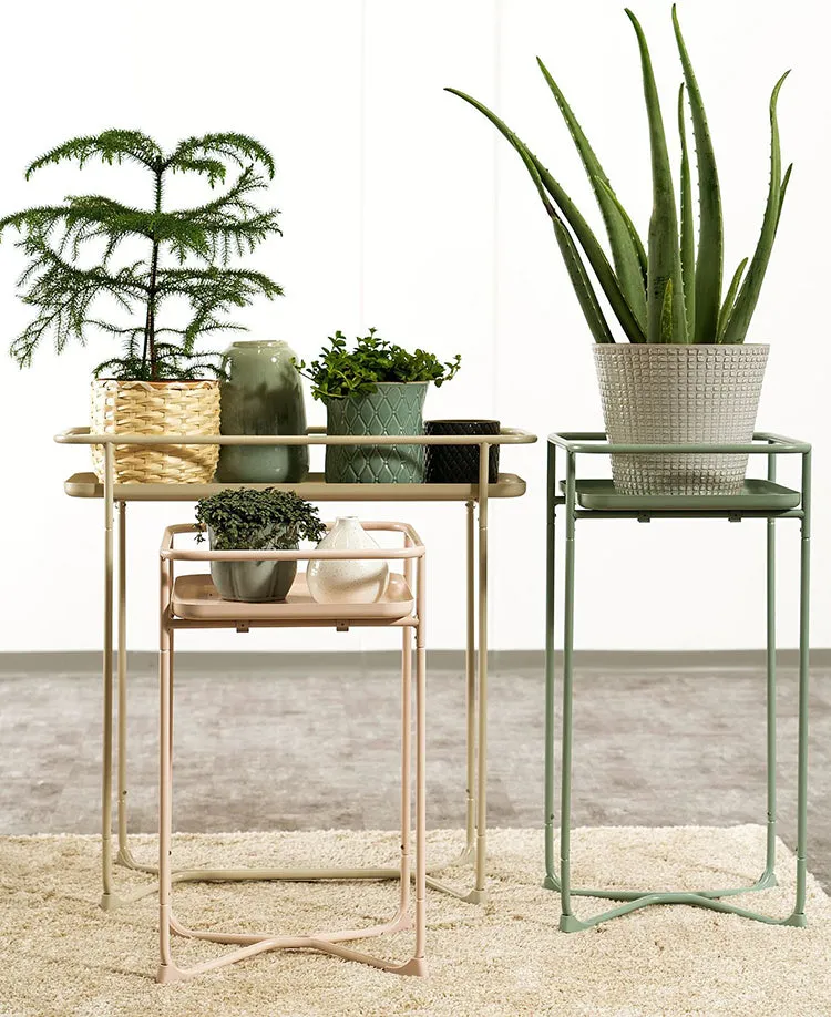 Modern Loft Metal Side Table Flower Stand Rectangle-White
