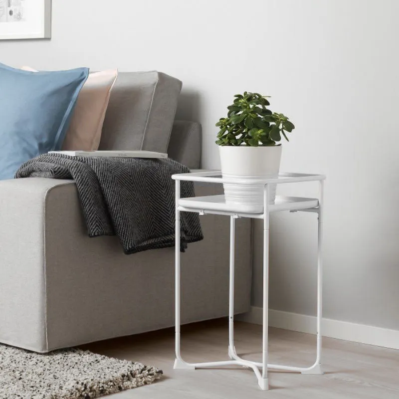 Modern Loft Metal Side Table Flower Stand Square-White
