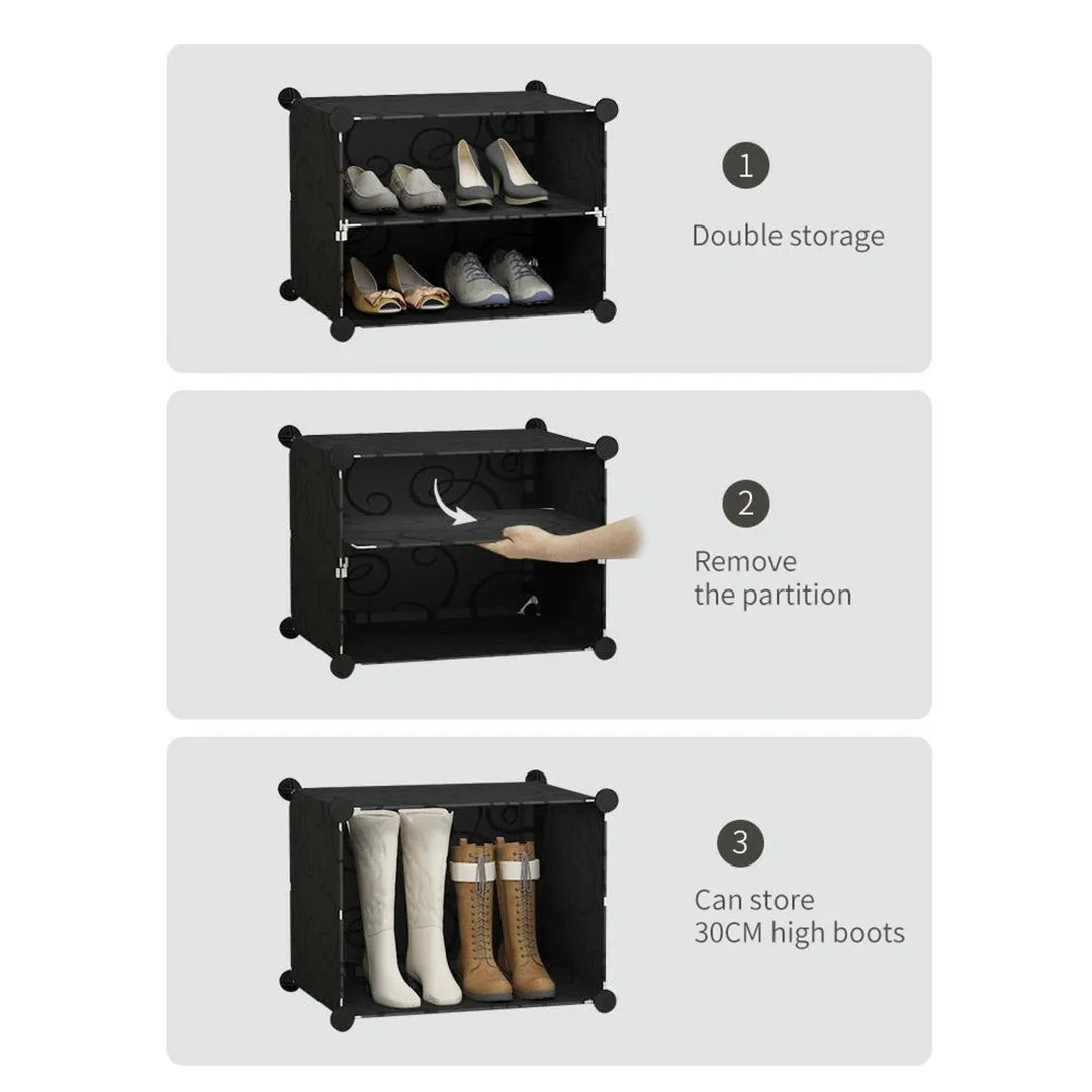 NNEAGS 6 Tier 2 Column Shoe Rack Organizer Sneaker Footwear Storage Stackable Stand Cabinet Portable Wardrobe with Cover