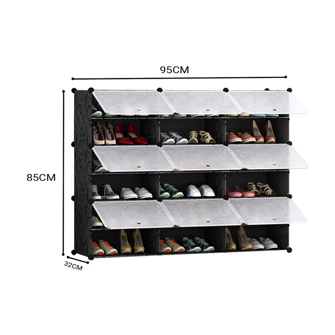NNEAGS 6 Tier 3 Column Shoe Rack Organizer Sneaker Footwear Storage Stackable Stand Cabinet Portable Wardrobe with Cover