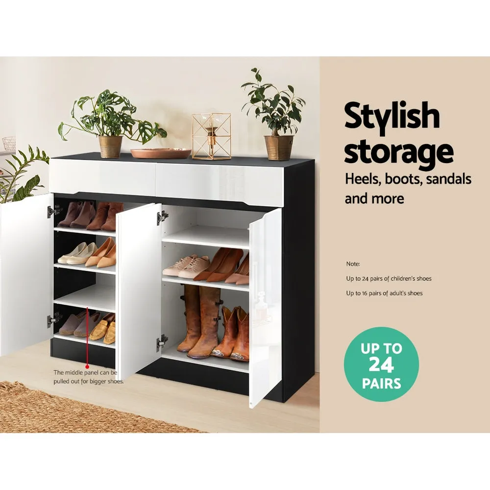 NNEDSZ 120cm Shoe Cabinet Shoes Storage Rack High Gloss Cupboard Shelf Drawers