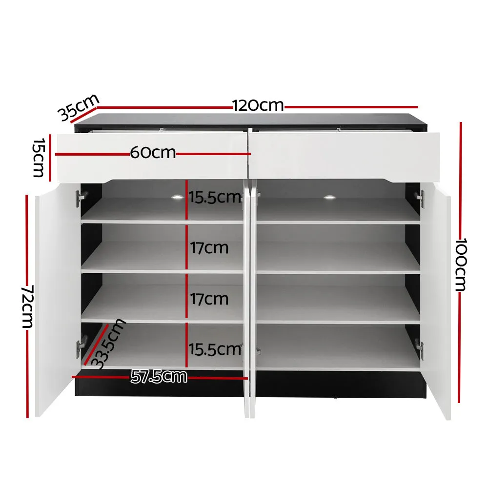 NNEDSZ 120cm Shoe Cabinet Shoes Storage Rack High Gloss Cupboard Shelf Drawers