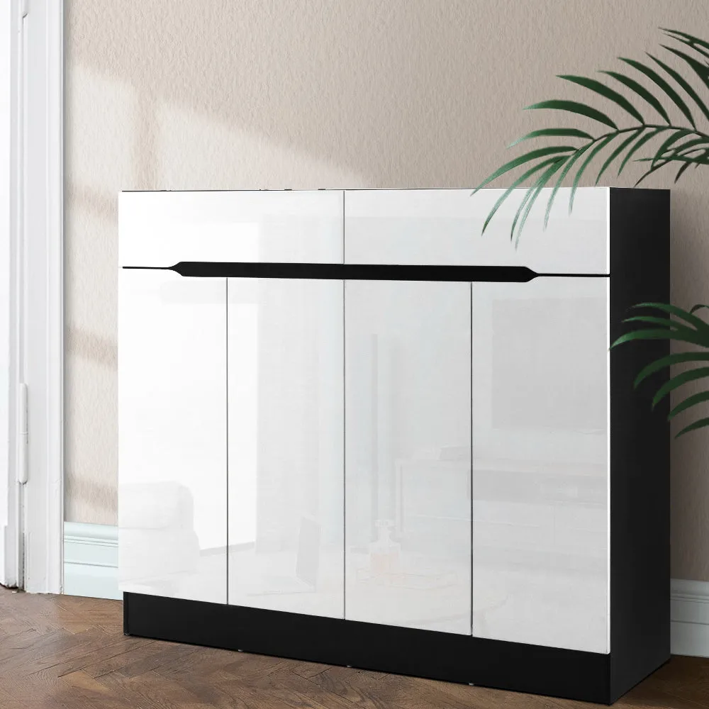 NNEDSZ 120cm Shoe Cabinet Shoes Storage Rack High Gloss Cupboard Shelf Drawers