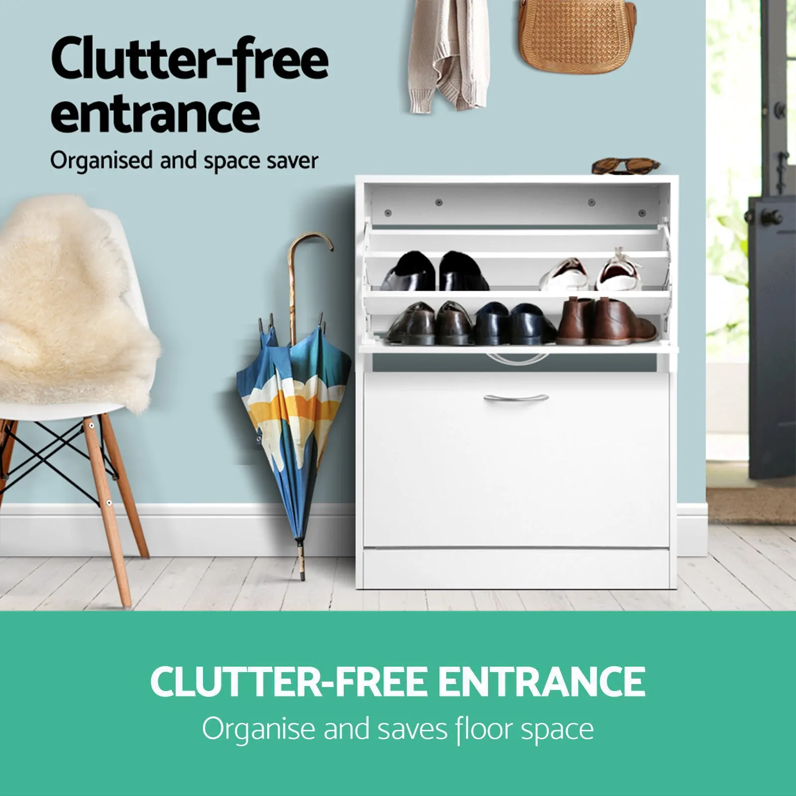 NNEDSZ 2 Door Shoe Cabinet - White