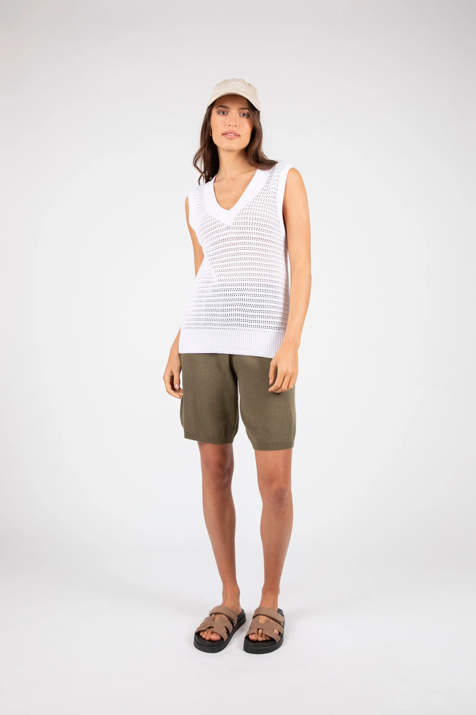 Novella Mesh Knit Vest - White
