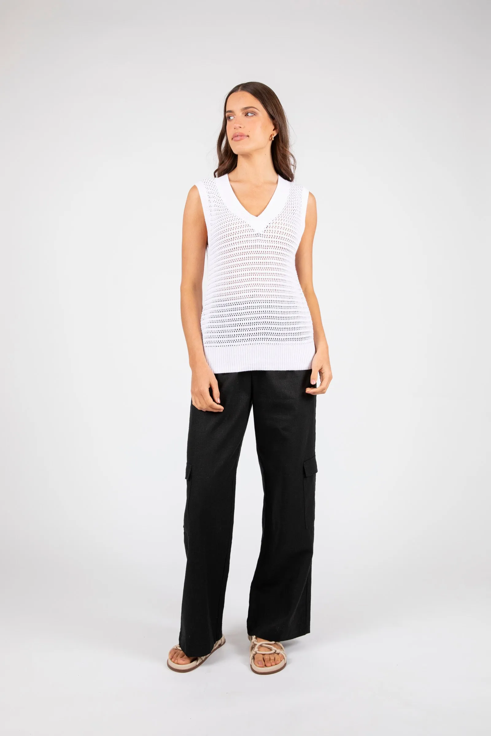 Novella Mesh Knit Vest - White