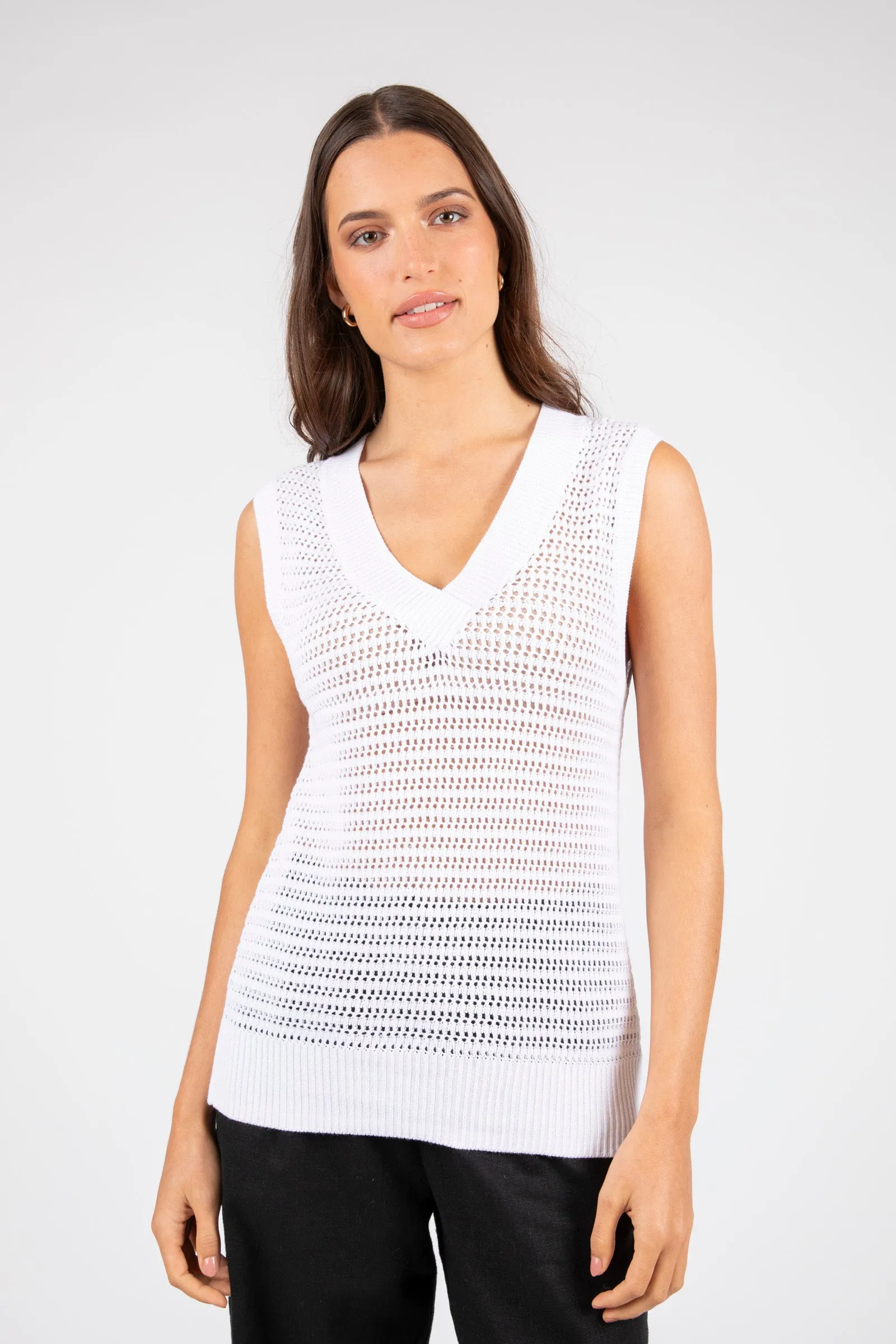 Novella Mesh Knit Vest - White