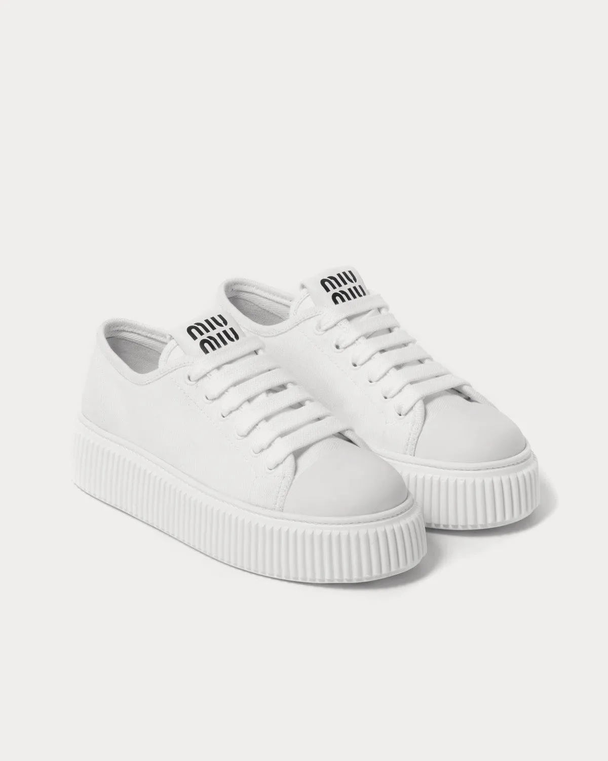 Platform Denim White Low Top Sneakers