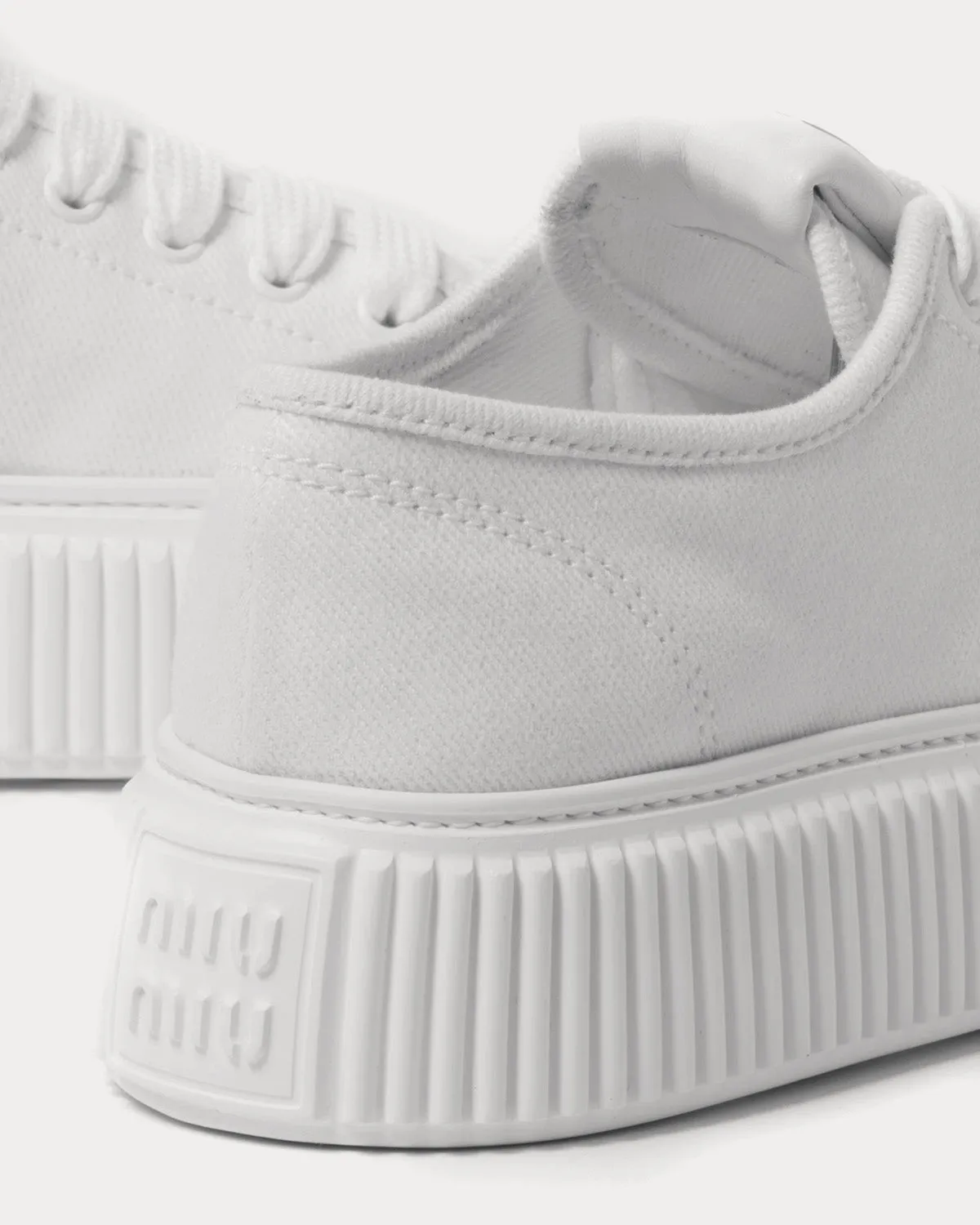 Platform Denim White Low Top Sneakers