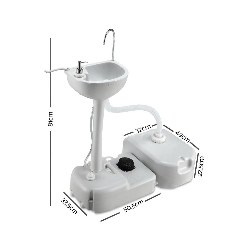 Portable Camping Wash Basin Sink Stand Water Tank Bathroom 43L