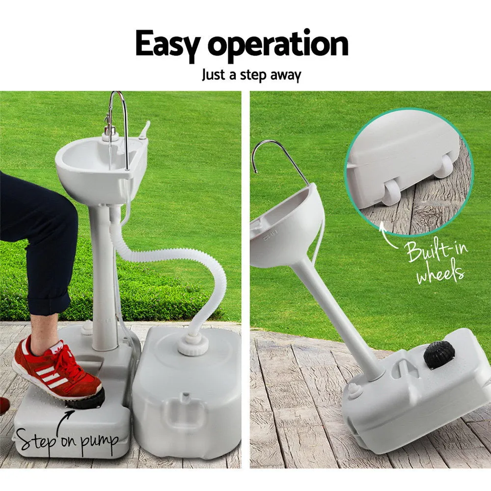Portable Camping Wash Basin Sink Stand Water Tank Bathroom 43L