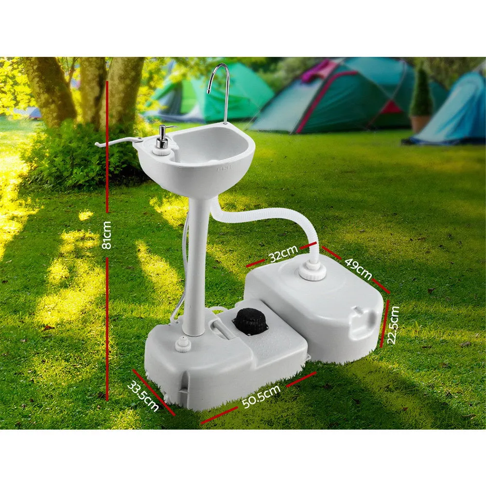 Portable Camping Wash Basin Sink Stand Water Tank Bathroom 43L