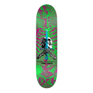 Powell Peralta Skull and Sword Skateboard Deck Pink/Green - Shape 247 - 8”x 31.45”