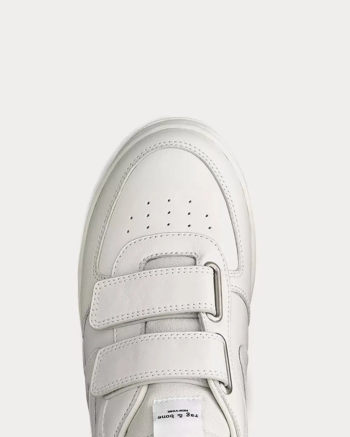 Retro Court Strap Leather White Low Top Sneakers