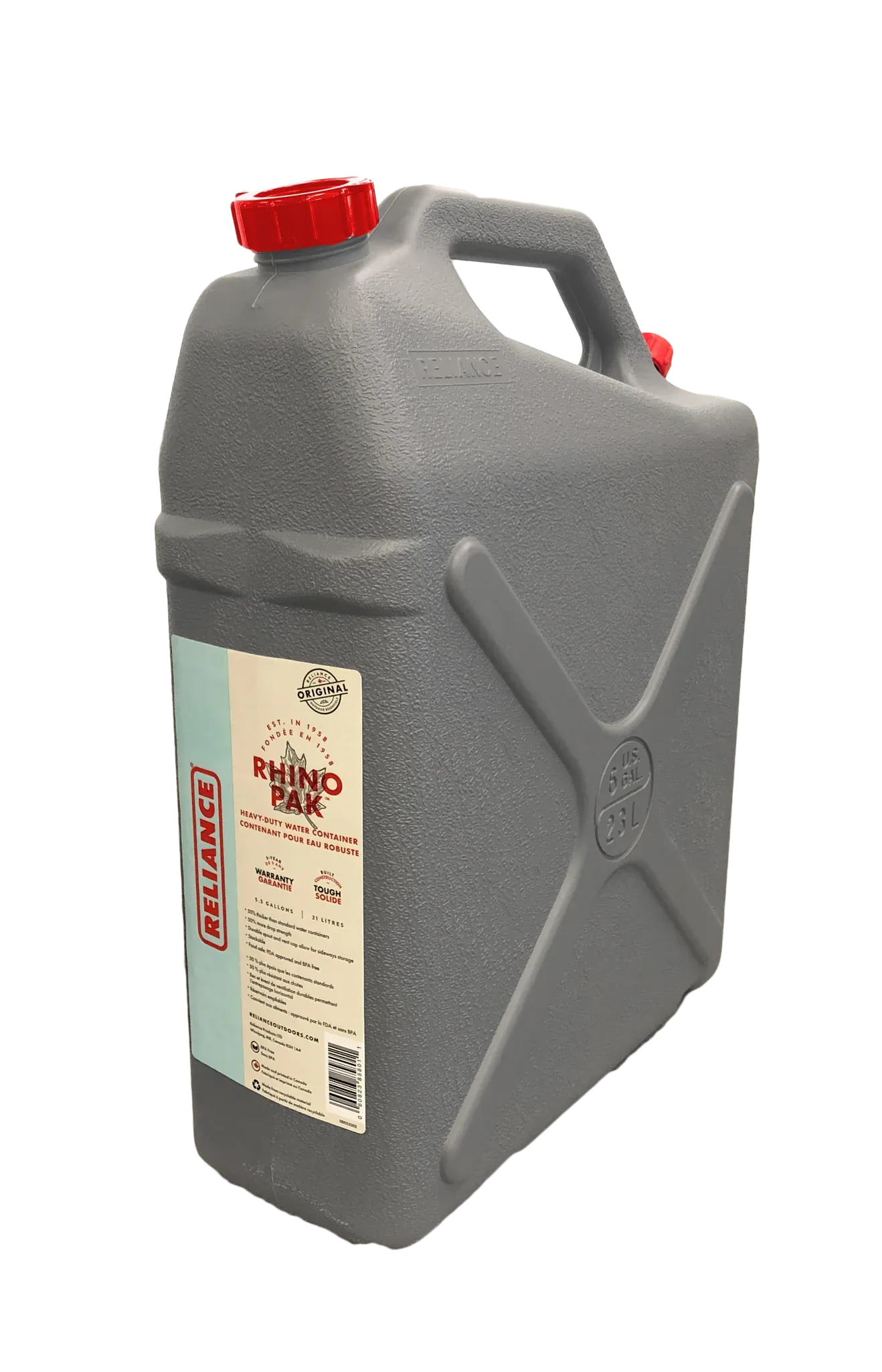 Rhino Pak 5.5gal Heavy-Duty Water Storage Container