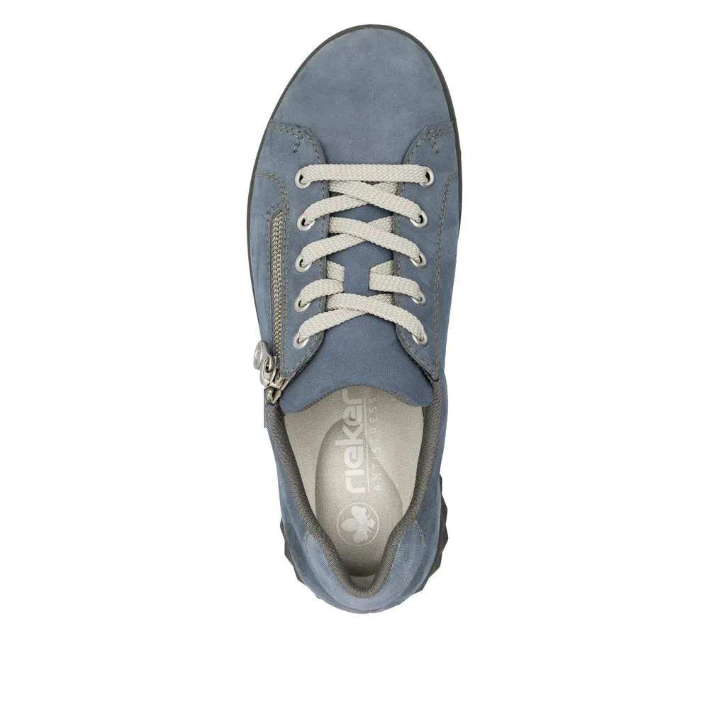 Rieker 59000-10 Blue Womens Rieker Casual Comfort Lace Up Zip Up Shoes