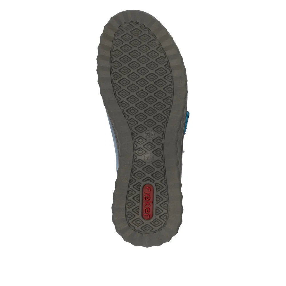 Rieker 59000-10 Blue Womens Rieker Casual Comfort Lace Up Zip Up Shoes