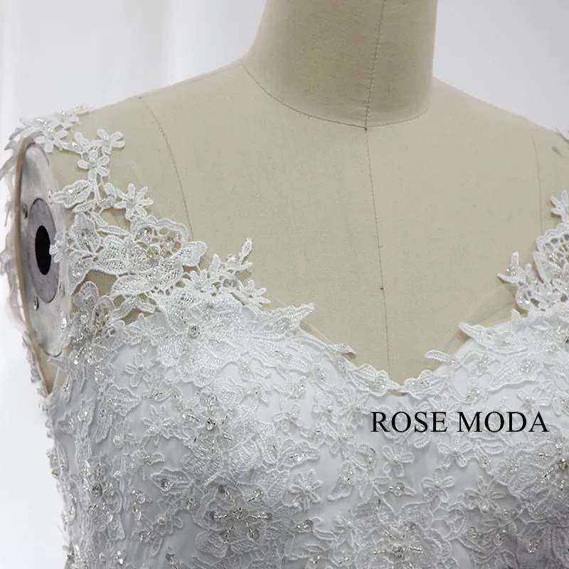 Rosemoda Beaded Lace Mermaid Wedding Dress With Illusion Back
