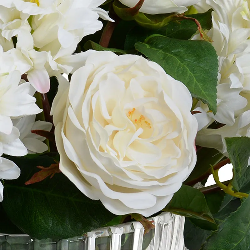 Roses & Hyacinth Arrangement in Crystal Vase 19"H