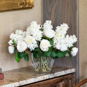Roses & Hyacinth Arrangement in Crystal Vase 19"H