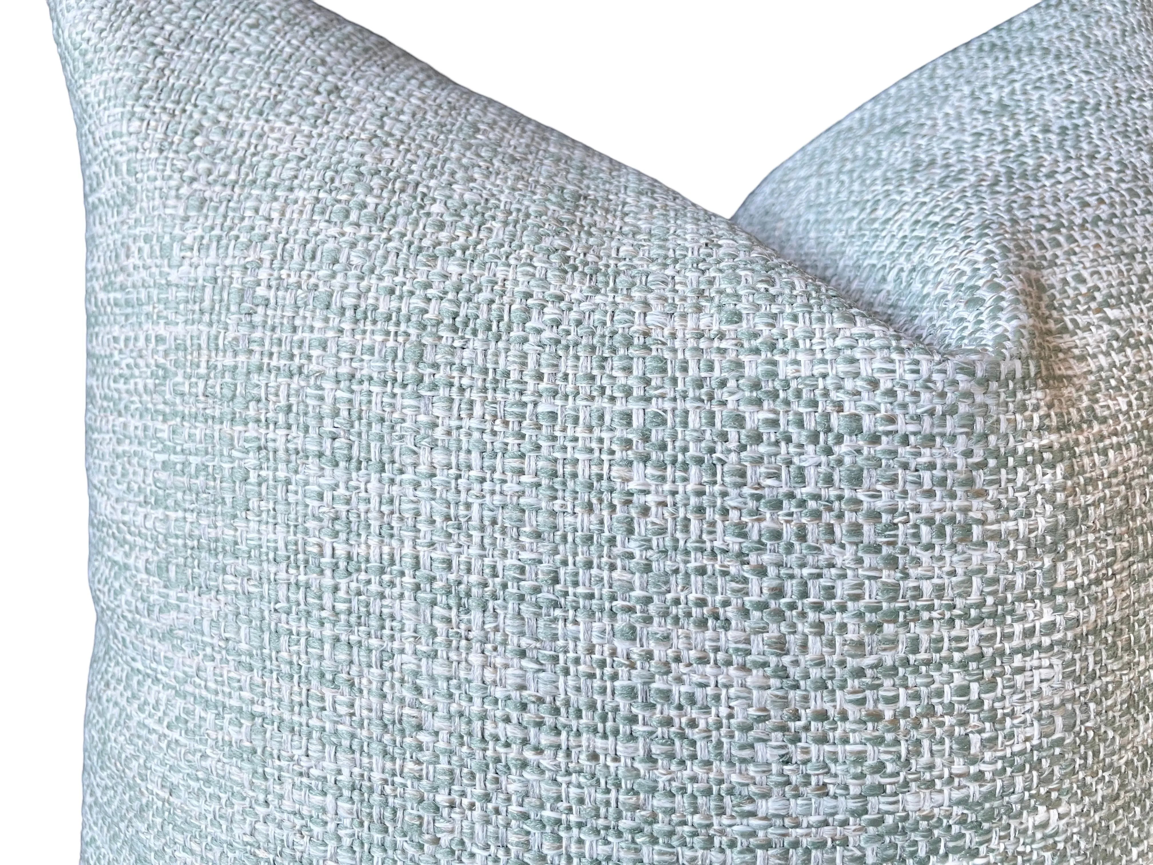Seafoam Woven Pillow / Soft Grasscloth Decorative Throw Pillow Cover / Mint Heavy Woven Textured Pillow cover