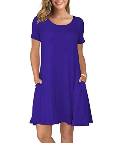 Short Sleeve Swing T Shirt Dress with Pockets