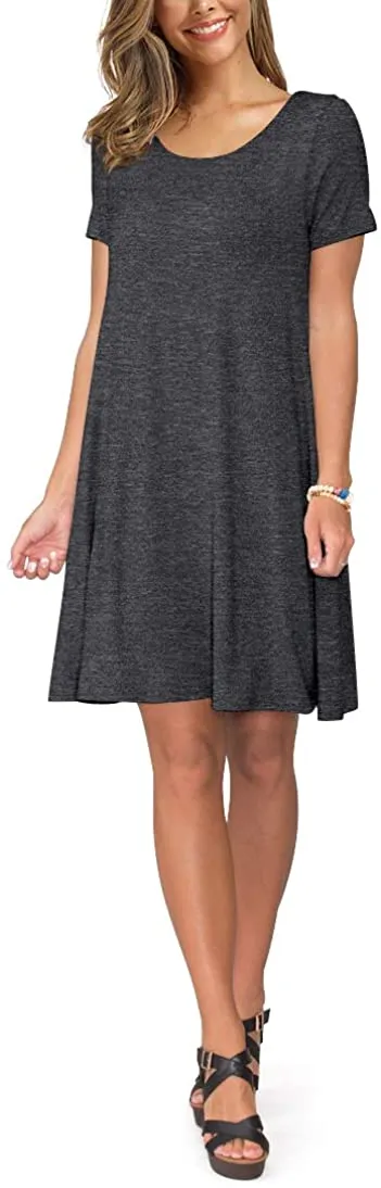 Short Sleeve Swing T Shirt Dress with Pockets