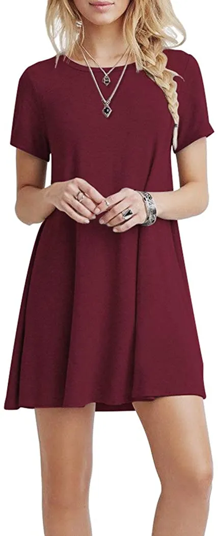 Short Sleeve Swing T Shirt Dress with Pockets