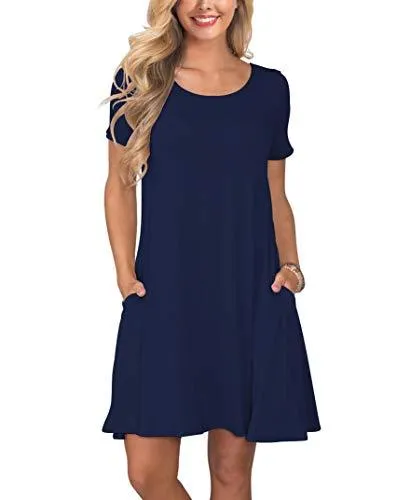 Short Sleeve Swing T Shirt Dress with Pockets