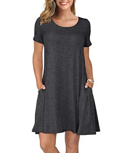 Short Sleeve Swing T Shirt Dress with Pockets