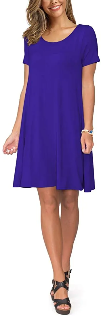 Short Sleeve Swing T Shirt Dress with Pockets