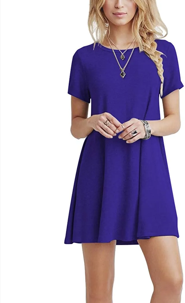 Short Sleeve Swing T Shirt Dress with Pockets