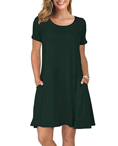 Short Sleeve Swing T Shirt Dress with Pockets