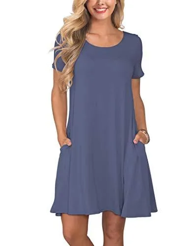 Short Sleeve Swing T Shirt Dress with Pockets