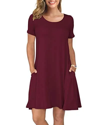 Short Sleeve Swing T Shirt Dress with Pockets