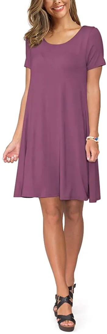 Short Sleeve Swing T Shirt Dress with Pockets