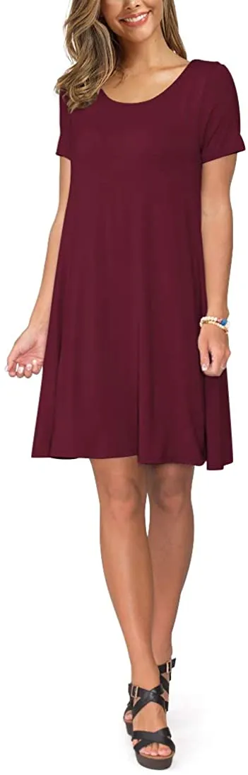Short Sleeve Swing T Shirt Dress with Pockets