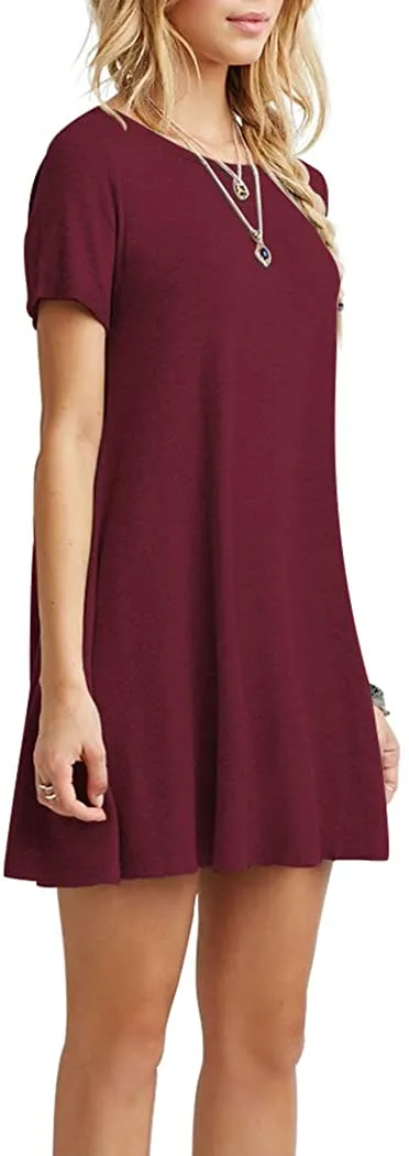 Short Sleeve Swing T Shirt Dress with Pockets