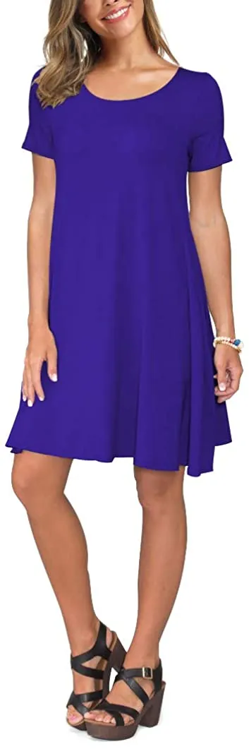 Short Sleeve Swing T Shirt Dress with Pockets