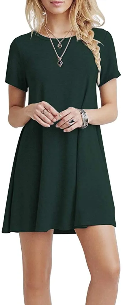 Short Sleeve Swing T Shirt Dress with Pockets