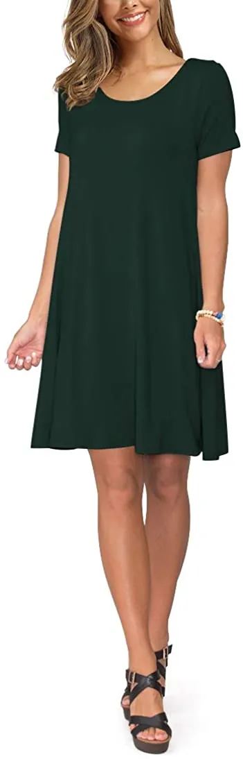 Short Sleeve Swing T Shirt Dress with Pockets