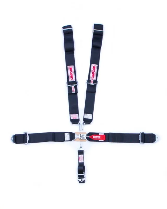 Simpson 5-Point Latch & Link System - Pull Up Adjust - 62" Bolt-In - Bolt-In Individual Shoulder Harness - Black