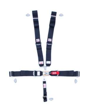 Simpson 5-Point Sport Latch & Link Harness - Wrap Around - Bolt-In - Pull Down Adjust - Black