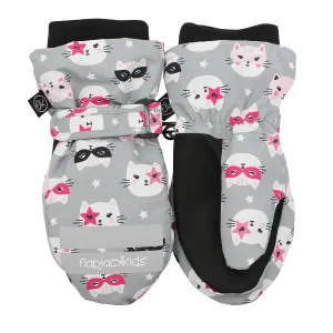 Ski Mittens - Grey Cats