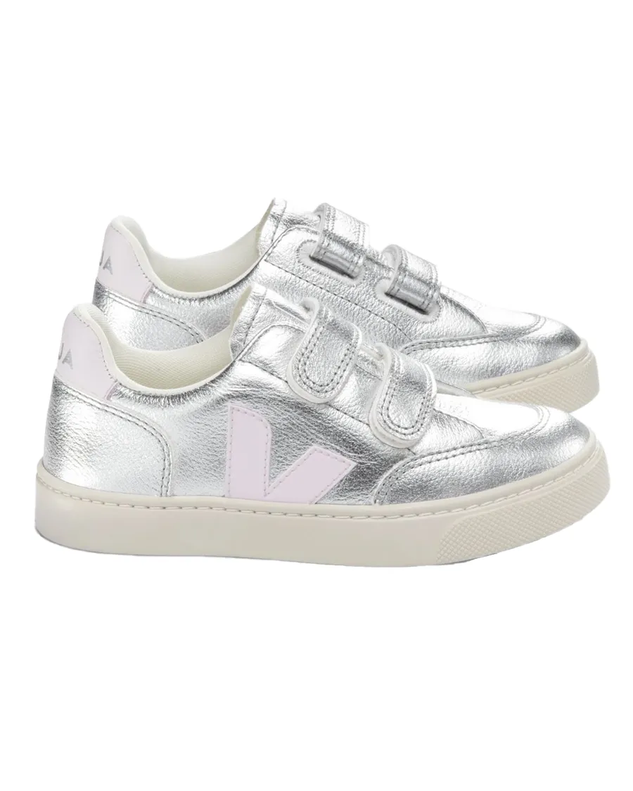 Small V-12 Leather Sneakers - Silver