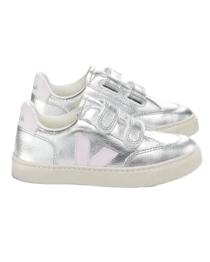 Small V-12 Leather Sneakers - Silver
